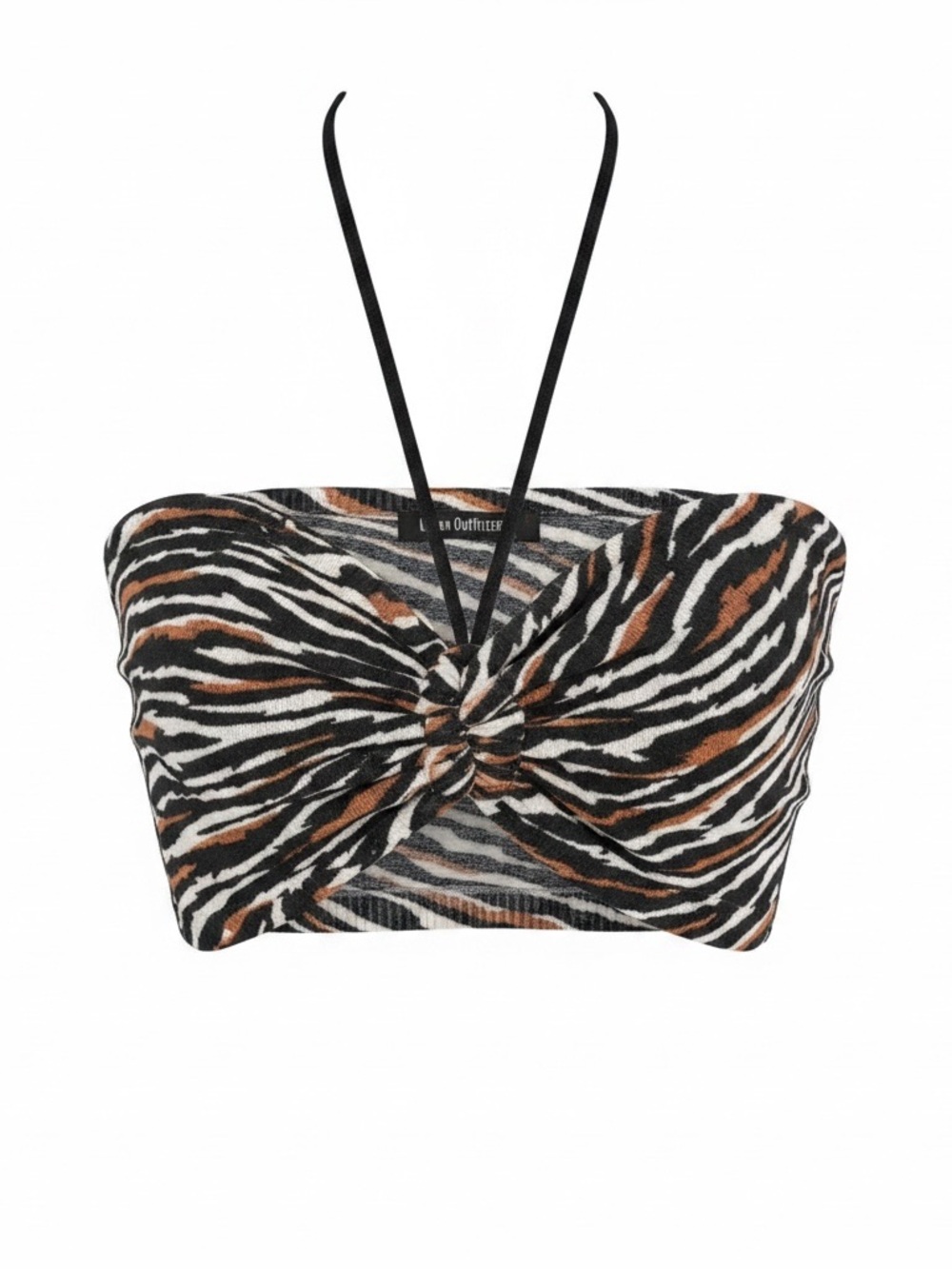 Urban Outfitters Black White Brown Zebra Print Twist Front Crop Top